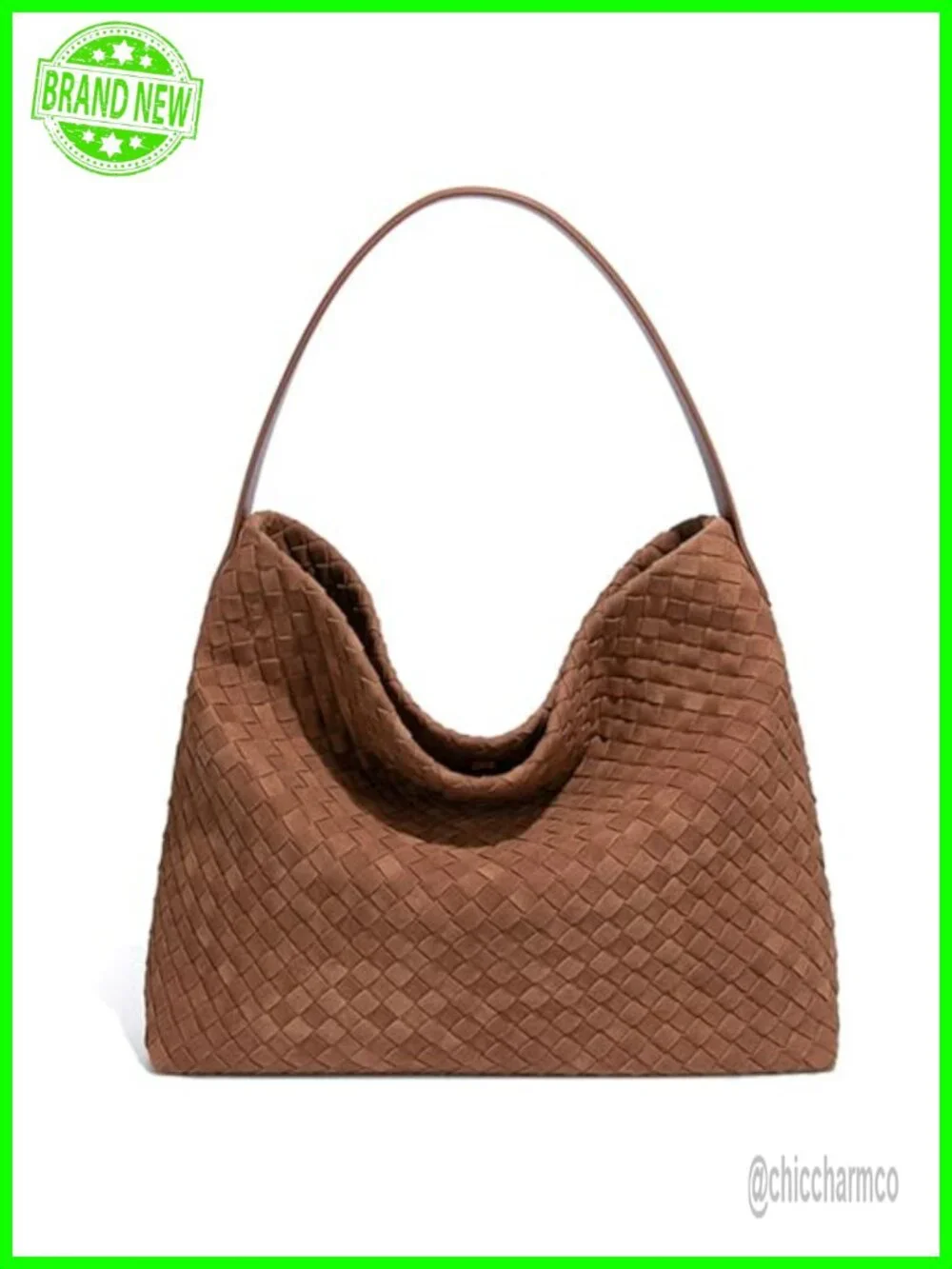 Woven Suede Hobo Bag Slouchy Shoulder Tote Purse with Crossbody Strap